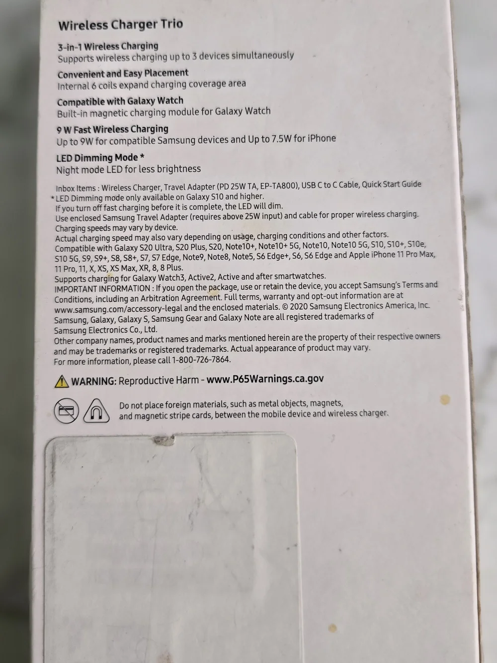 Samsung Black Wireless Trio Charging Pad NIB